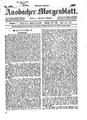 Ansbacher Morgenblatt Freitag 6. Dezember 1861