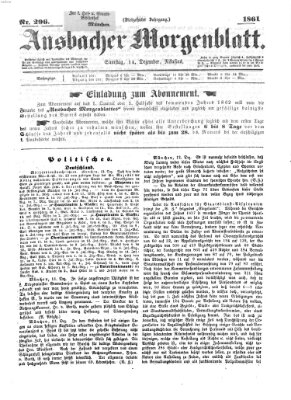 Ansbacher Morgenblatt Samstag 14. Dezember 1861