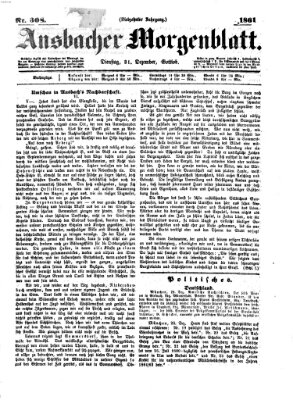 Ansbacher Morgenblatt Dienstag 31. Dezember 1861