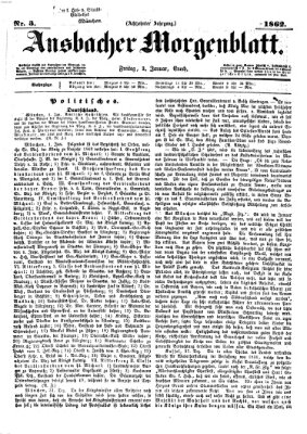 Ansbacher Morgenblatt Freitag 3. Januar 1862