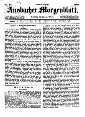 Ansbacher Morgenblatt Donnerstag 16. Januar 1862