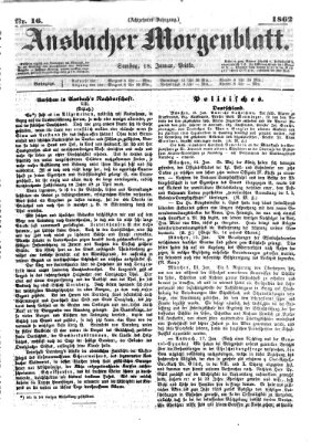 Ansbacher Morgenblatt Samstag 18. Januar 1862