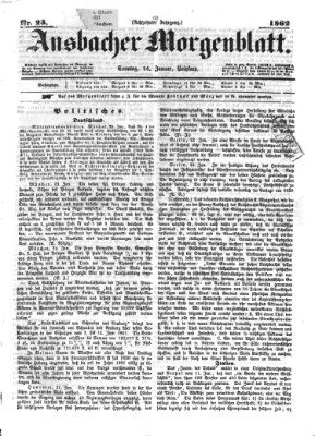 Ansbacher Morgenblatt Sonntag 26. Januar 1862