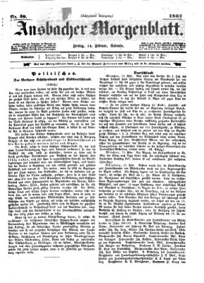 Ansbacher Morgenblatt Freitag 14. Februar 1862