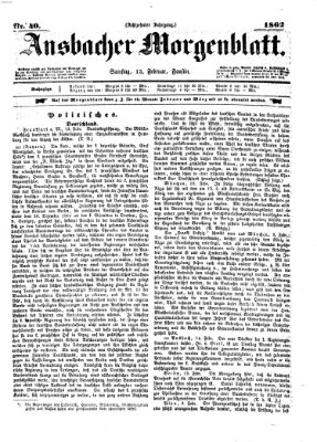 Ansbacher Morgenblatt Samstag 15. Februar 1862