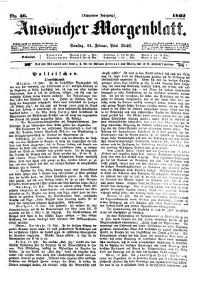 Ansbacher Morgenblatt Samstag 22. Februar 1862