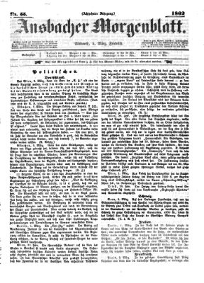 Ansbacher Morgenblatt Mittwoch 5. März 1862