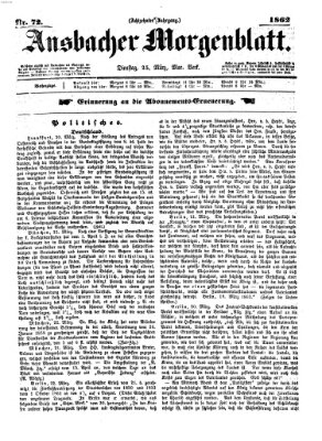 Ansbacher Morgenblatt Dienstag 25. März 1862