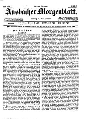 Ansbacher Morgenblatt Sonntag 6. April 1862