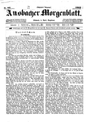 Ansbacher Morgenblatt Mittwoch 9. April 1862