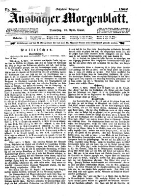 Ansbacher Morgenblatt Donnerstag 10. April 1862