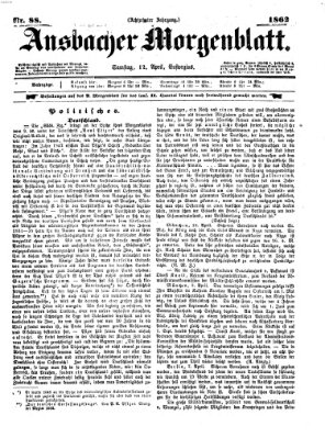 Ansbacher Morgenblatt Samstag 12. April 1862