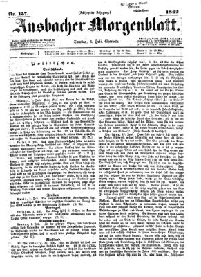 Ansbacher Morgenblatt Samstag 5. Juli 1862