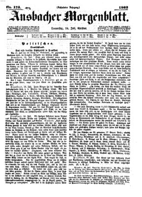 Ansbacher Morgenblatt Donnerstag 24. Juli 1862