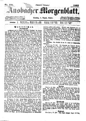 Ansbacher Morgenblatt Samstag 2. August 1862