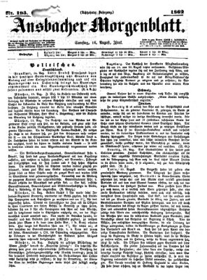 Ansbacher Morgenblatt Samstag 16. August 1862