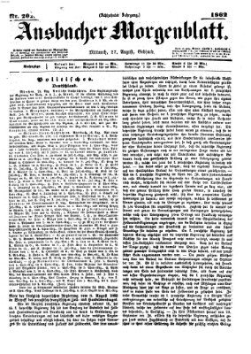 Ansbacher Morgenblatt Mittwoch 27. August 1862