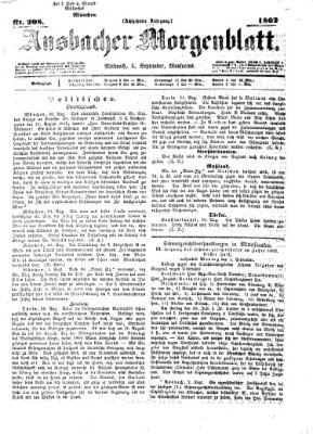 Ansbacher Morgenblatt Mittwoch 3. September 1862