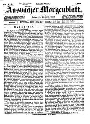 Ansbacher Morgenblatt Freitag 12. September 1862