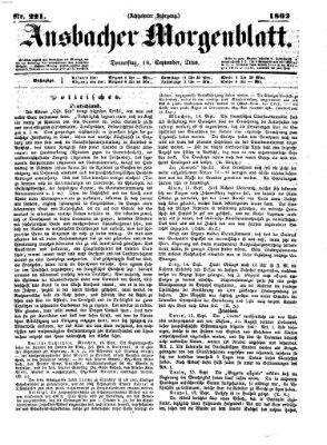 Ansbacher Morgenblatt Donnerstag 18. September 1862