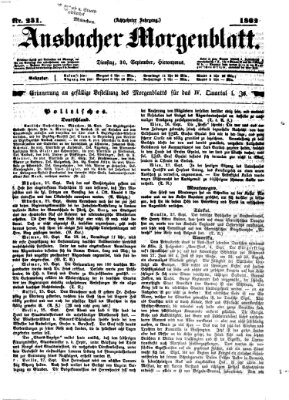 Ansbacher Morgenblatt Dienstag 30. September 1862