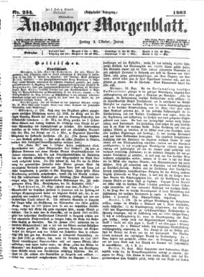 Ansbacher Morgenblatt Freitag 3. Oktober 1862