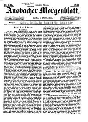 Ansbacher Morgenblatt Samstag 4. Oktober 1862