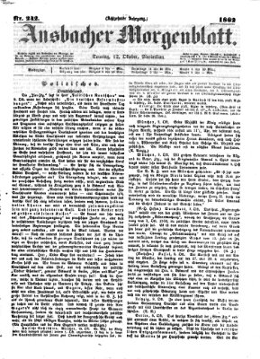 Ansbacher Morgenblatt Sonntag 12. Oktober 1862