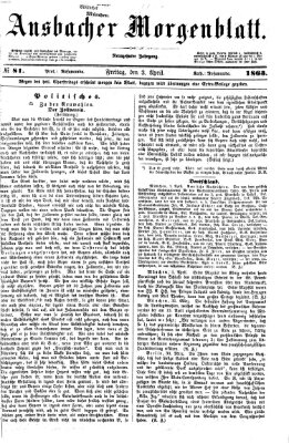 Ansbacher Morgenblatt Freitag 3. April 1863