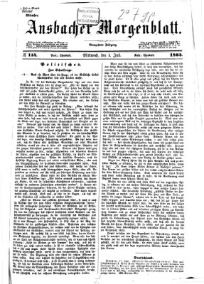 Ansbacher Morgenblatt Mittwoch 1. Juli 1863