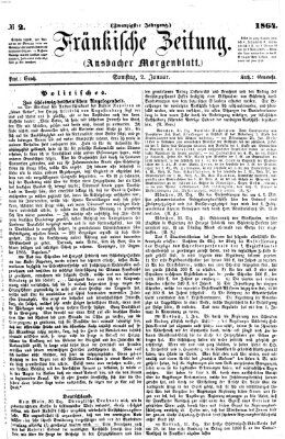 Fränkische Zeitung (Ansbacher Morgenblatt) Samstag 2. Januar 1864