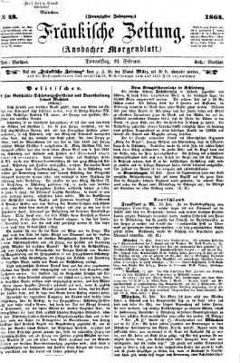 Fränkische Zeitung (Ansbacher Morgenblatt) Donnerstag 25. Februar 1864