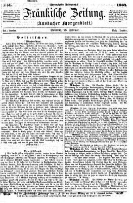 Fränkische Zeitung (Ansbacher Morgenblatt) Sonntag 28. Februar 1864