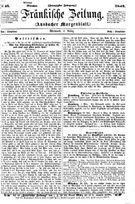 Fränkische Zeitung (Ansbacher Morgenblatt) Mittwoch 2. März 1864