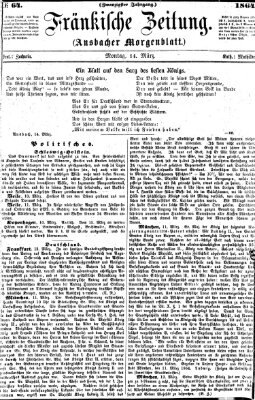 Fränkische Zeitung (Ansbacher Morgenblatt) Montag 14. März 1864