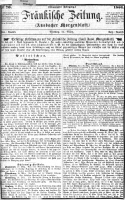 Fränkische Zeitung (Ansbacher Morgenblatt) Montag 21. März 1864