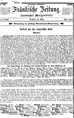 Fränkische Zeitung (Ansbacher Morgenblatt) Dienstag 29. März 1864