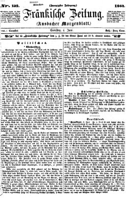 Fränkische Zeitung (Ansbacher Morgenblatt) Samstag 4. Juni 1864