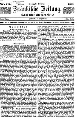 Fränkische Zeitung (Ansbacher Morgenblatt) Mittwoch 7. September 1864