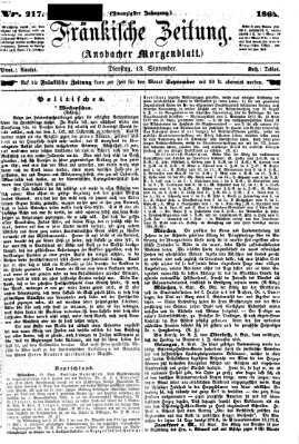 Fränkische Zeitung (Ansbacher Morgenblatt) Dienstag 13. September 1864