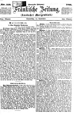 Fränkische Zeitung (Ansbacher Morgenblatt) Donnerstag 15. September 1864