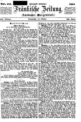 Fränkische Zeitung (Ansbacher Morgenblatt) Donnerstag 13. Oktober 1864