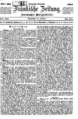 Fränkische Zeitung (Ansbacher Morgenblatt) Donnerstag 27. Oktober 1864