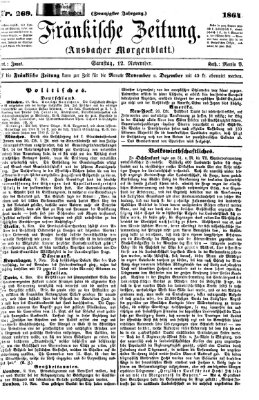 Fränkische Zeitung (Ansbacher Morgenblatt) Samstag 12. November 1864