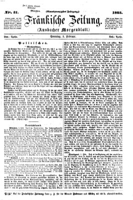 Fränkische Zeitung (Ansbacher Morgenblatt) Sonntag 5. Februar 1865