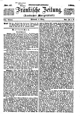 Fränkische Zeitung (Ansbacher Morgenblatt) Mittwoch 8. März 1865