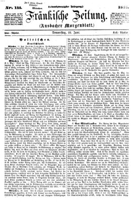 Fränkische Zeitung (Ansbacher Morgenblatt) Donnerstag 22. Juni 1865