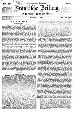 Fränkische Zeitung (Ansbacher Morgenblatt) Sonntag 2. Juli 1865