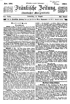 Fränkische Zeitung (Ansbacher Morgenblatt) Donnerstag 31. August 1865