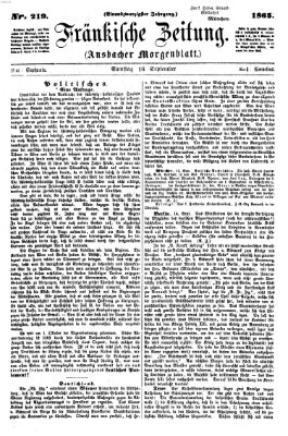 Fränkische Zeitung (Ansbacher Morgenblatt) Samstag 16. September 1865